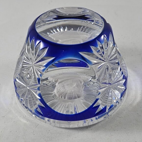 Cristal d’Albret 1967 Christopher Columbus Sulphide Paperweight Faceted Blue - Picture 4 of 8